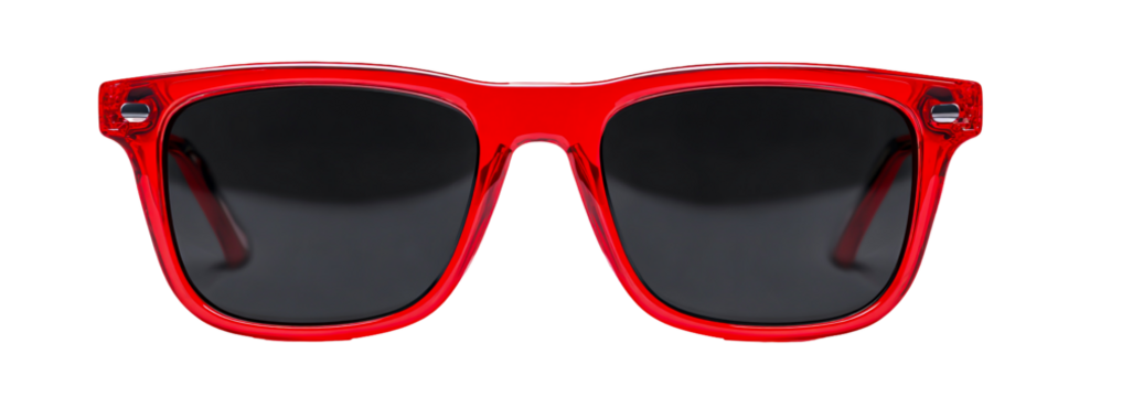 Red sunglass eyewear isolated on transparent background