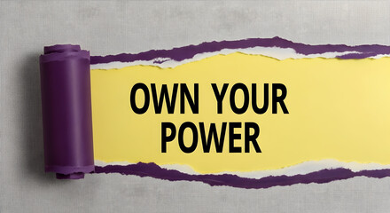 Claim your potential and own your power to achieve success and build an empire, inspiring motivational message, vibrant yellow background