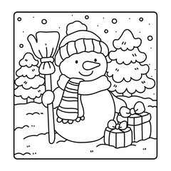 Happy Christmas Coloring Pages, Bold and Easy Cozy Winter Coloring Pages, Christmas Coloring Book Pages, Kids, Adults, Teens, Black and white Drawing, Line Art, Vector Illustration, bold and easy,