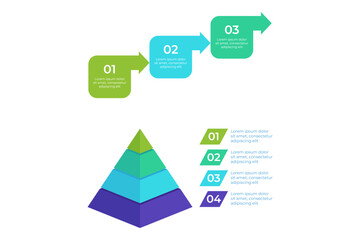 Infographic set illustrating clear progression of steps along with hierarchical structure. Design communicating ideas effectively, making it easy to follow