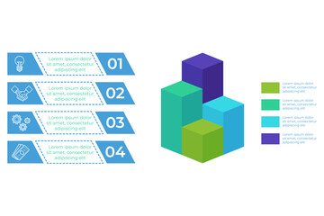 Infographic presenting structured view of data organization methods using colorful blocks and icons. Each section illustrating key concepts with numbered lists and visual elements