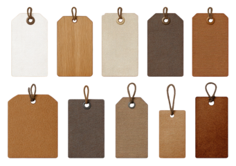 Rectangular tags in various muted tones
