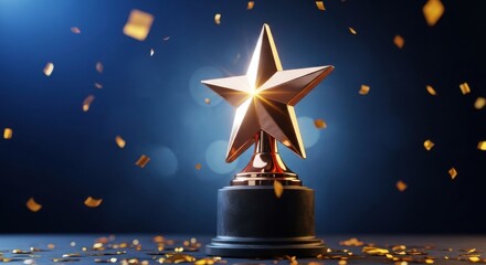 Award gold star trophy shining celebration success winning symbol