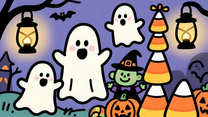 Cute Halloween Spooky Fun Illustration