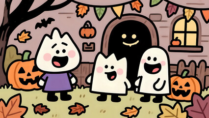 Cute Halloween Friends Ready For Trick Or Treating