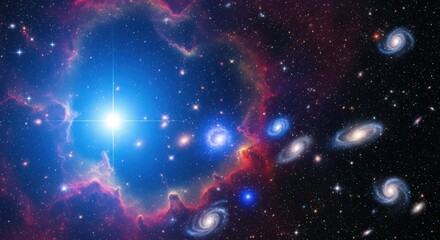 Galaxy deep blue nebula cosmic stars glowing space night universe