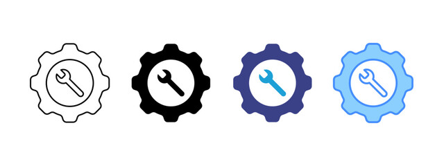 Gear icon set multiple style collection