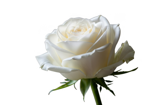 Elegant white rose bloom isolated on transparent background with delicate petals - Powered by Adobe