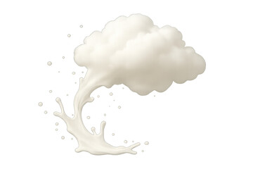 Milk cloud splashing, pouring white liquid forming a fluffy cloud shape, dairy splash concept with transparent background