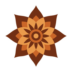 Brown and orange symmetrical geometric floral mandala pattern vector