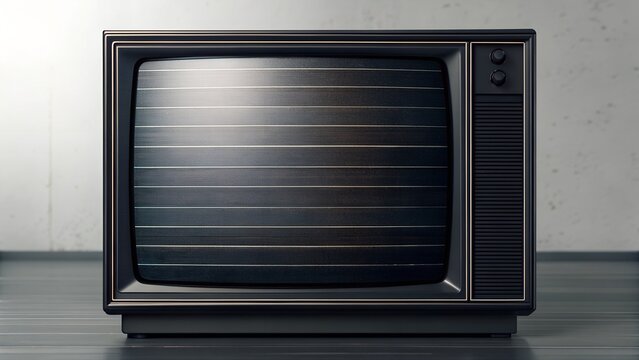 Vintage CRT Television with Static Lines on Screen – Retro Tech, Black Frame, Analog Nostalgia Scene, Conceptual