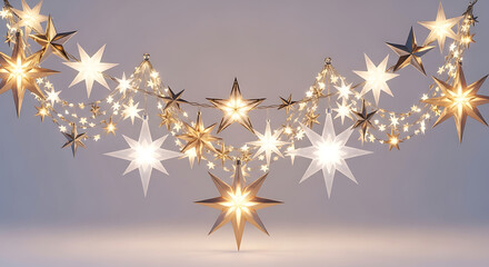A string of illuminated starshaped christmas lights creates a festive and magical glow