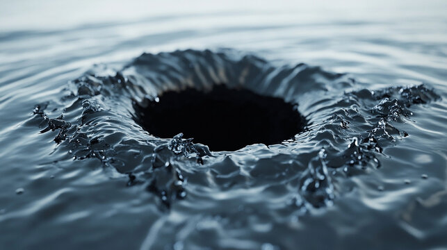 Black hole visualization with swirling distorted reflections and gravitational lensing creating a cosmic, surreal, and dynamic scene representing space, astrophysics, and futuristic digital aesthetics