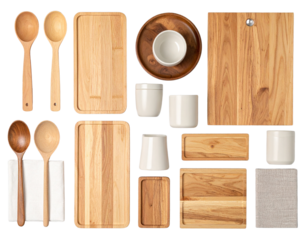 Modern Minimalist Kitchen Accessories Set, isolated on a transparent background PNG