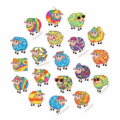 Whimsical Sheep Stickers Collection Featuring Colorful Designs and Playful Personalities for Animal Enthusiasts