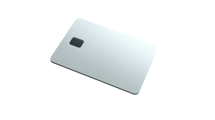 Silver rectangular card with grey chip on black background