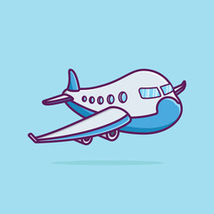 Simple Cute Blue and White Airplane Cartoon vector illustration world sustainable transport day concept icon isolated