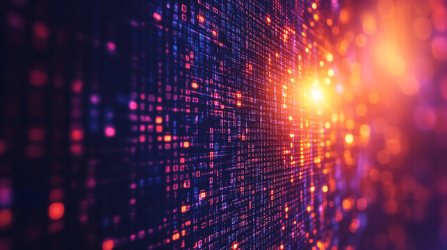 Bright digital background filled with abstract code symbols, expressing advanced technology, innovation, and human progress through a vivid, modern, and complex visual aesthetic.
