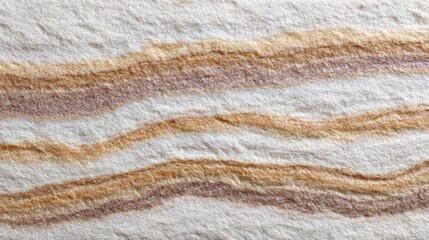 A close-up of a white and beige stone surface with horizontal brown and tan lines.