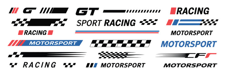Sport racing stripes vector with turbo power, speed, and drift vinyl decals for car, bike, and truck