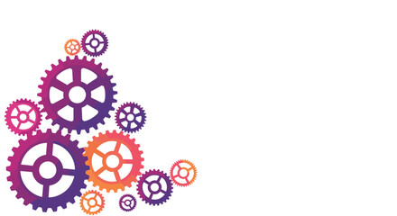 Vibrant gradient gears interlocking, symbolizing connection, progress, and dynamic teamwork in modern business innovation