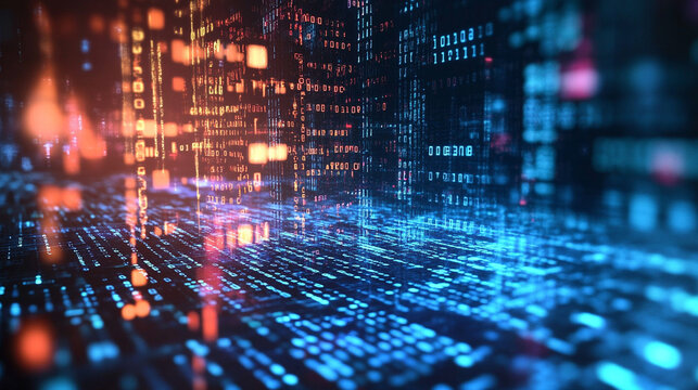 Bright digital background filled with abstract code symbols, expressing advanced technology, innovation, and human progress through a vivid, modern, and complex visual aesthetic.
