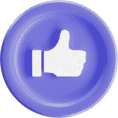 Digital Like Symbol: A digitally crafted like symbol, represented as a raised thumb, is embedded within a circular emblem, expressing approval and positivity.