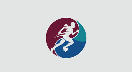 Dynamic runner silhouette captured in abstract yin yang motion symbol representing speed, agility, and athletic performance