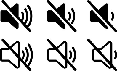 Mute icon variations for audio control