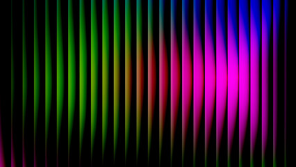 Synthwave Retro Futuristic Background: Dynamic Neon Grid, Glowing Data Streams and Holographic Vertical Lines on Dark Texture