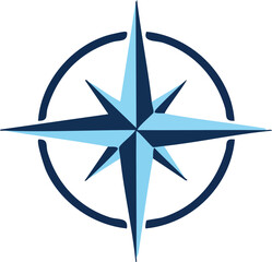 Fototapeta premium Nautical Compass Rose in Blue Tones Navigational Symbol