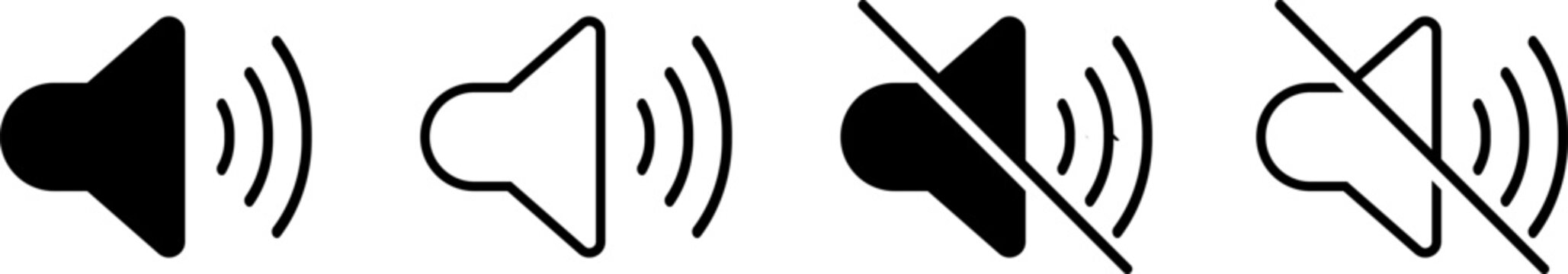 Four speaker icons showing volume levels and mute status