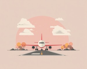 Airplane on a runway against cloudy sky