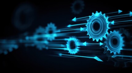 Abstract illustration of gears with digital lines