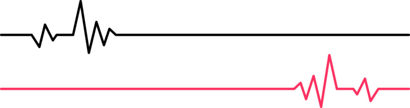 Black and red heartbeat ekg line graphics