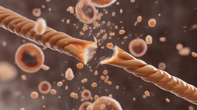 Broken Strand Illustration with Microscopic Elements