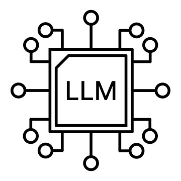 LLM chip line icon with editable stroke