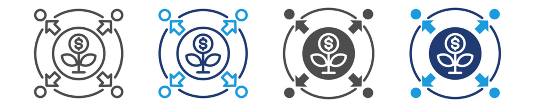 investment impact icon set multiple style