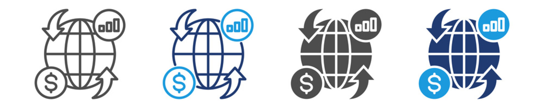 economic global icon set multiple style