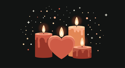 Warm glow of candles and stars creates a magical, romantic atmosphere perfect for celebrations or moments of reflection