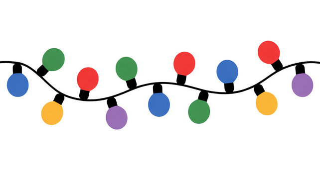 Vibrant string lights with colorful bulbs create festive holiday ambiance