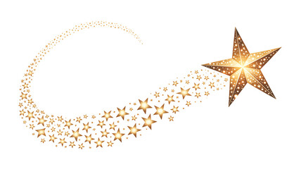 Golden star trail sparkling with festive magic for celebrations and holidays