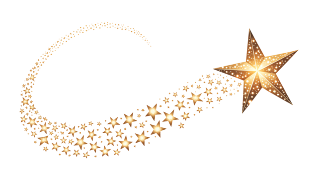Golden star trail sparkling with festive magic for celebrations and holidays