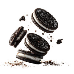 sandwich cookies with cream on white background.PNG