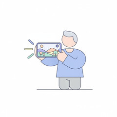 Senior Man Recording Video with Smartphone or Vlogging