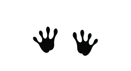 Obraz premium Black silhouette of two animal paw prints with four toes on a white background.