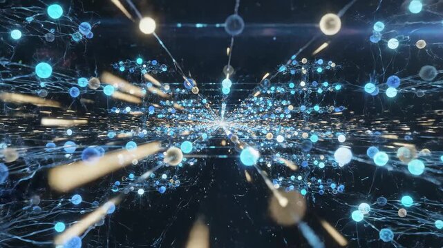 Abstract Neural Network Visualization - An abstract visualization of a neural network, showcasing interconnected nodes and pathways in a futuristic, digital environment.