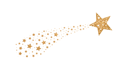 Sparkling golden star trail with glitter effect adds magic and wonder