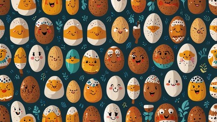 easter eggs in a row on white background