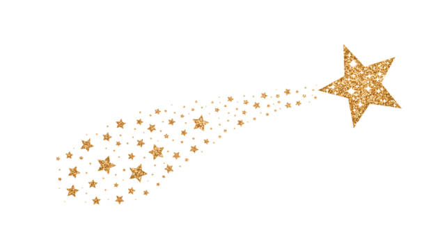 Sparkling golden star trail with glitter effect adds magic and wonder